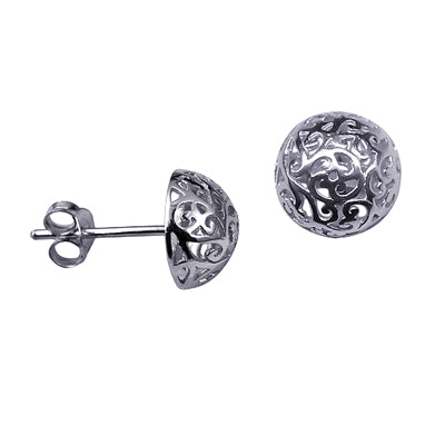 Earrings - Sterling silver 10mm filigree dome studs