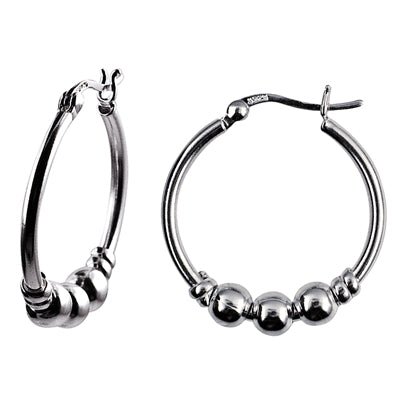 Sterling Silver 22mm Hoop with 3 Balls