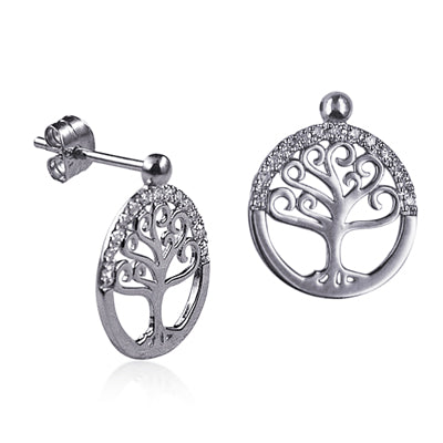 Earrings - Sterling silver Cubic zirconia tree of life studs