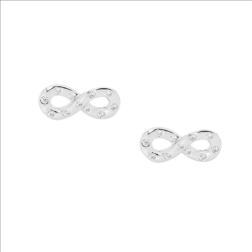 Sterling Silver Infinity Studs with CZ