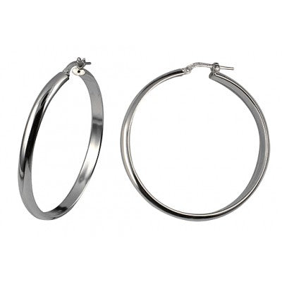 Earrings - Sterling silver Italian half round hoop