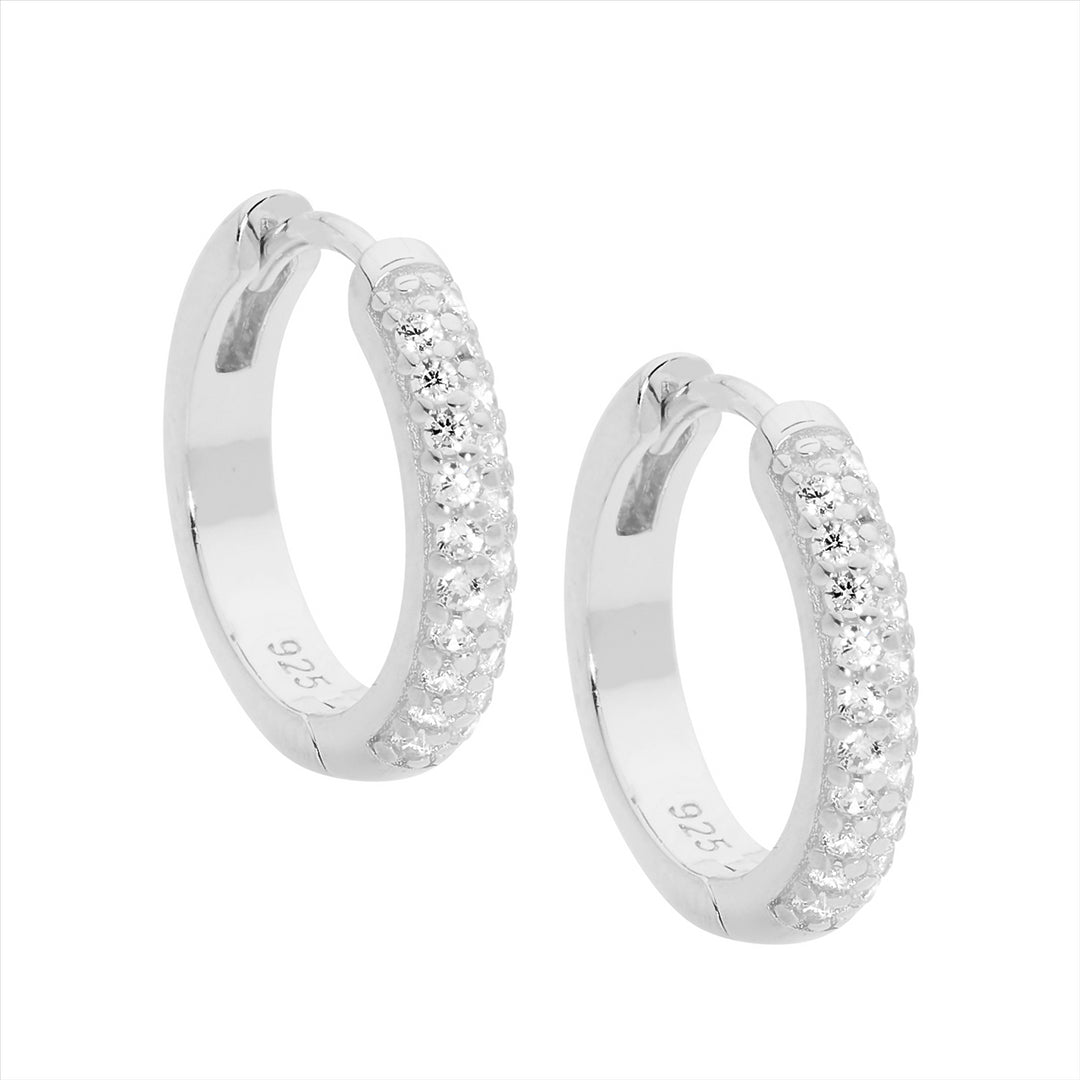 Sterling Silver 16mm CZ Hoop Earrings