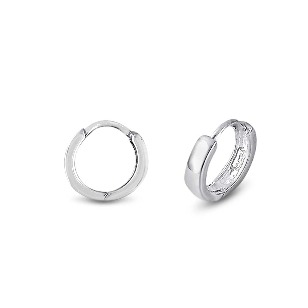 Sterling Silver 8mm Plain Huggies with Square Edge