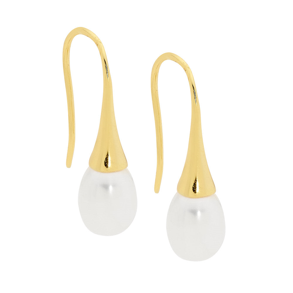 Sterling Silver freshwater pearl on shepherds hook, gold plating