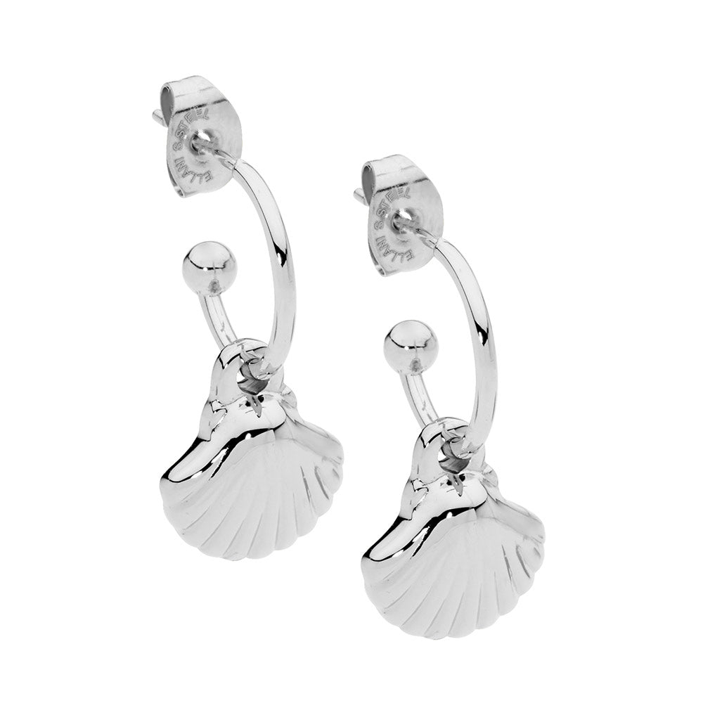 Stainless Steel 12mm Shell Drop Earrings