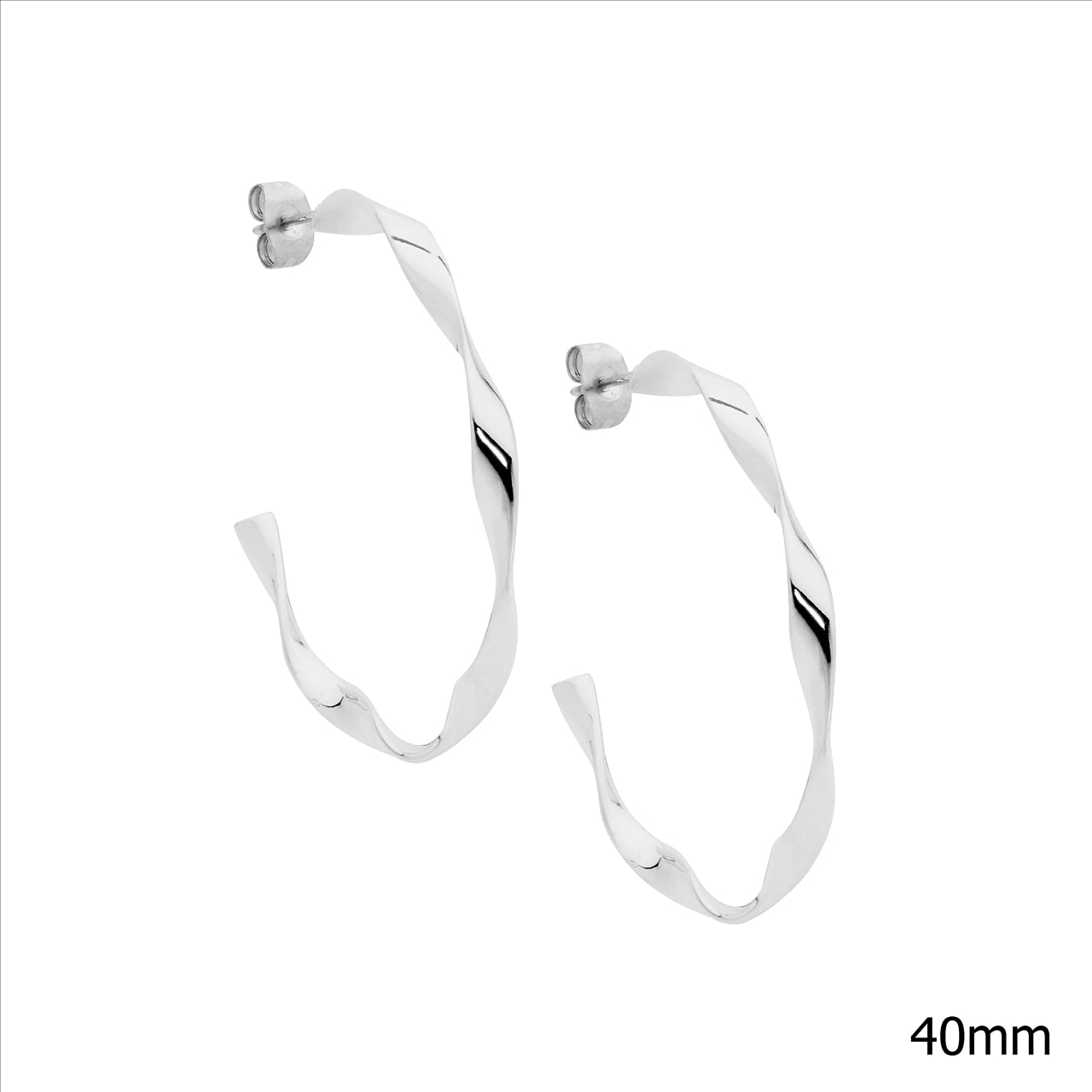 Stainless Steel 4cm Twist Hoop Earrings