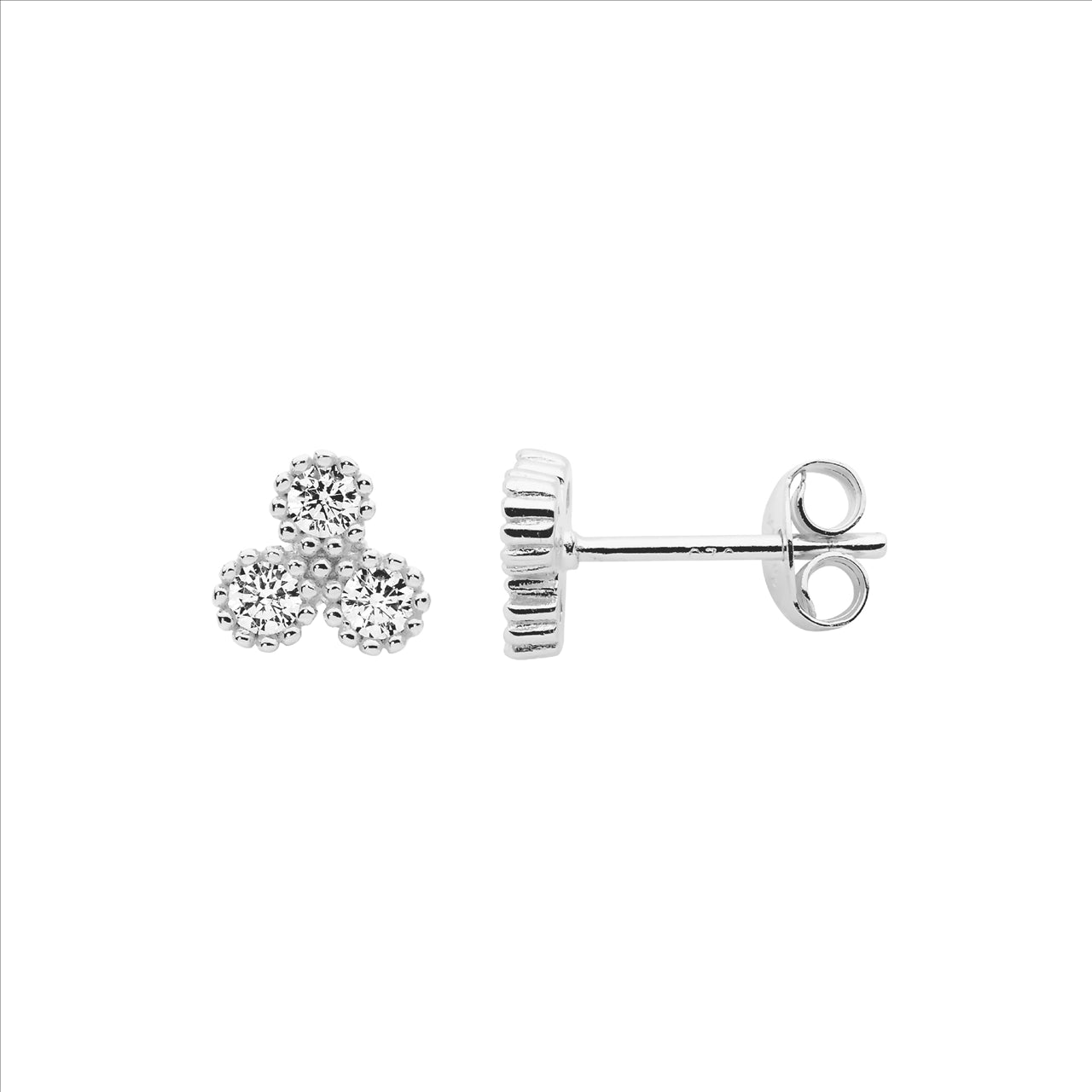 Sterling Silver CZ cluster crown set stud earrings