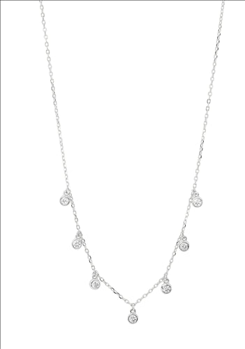 Sterling silver 7x bezel set white Cubic zirconia necklace