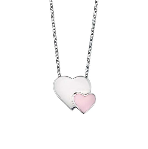Sterling silver, Pink and silver hearts necklace