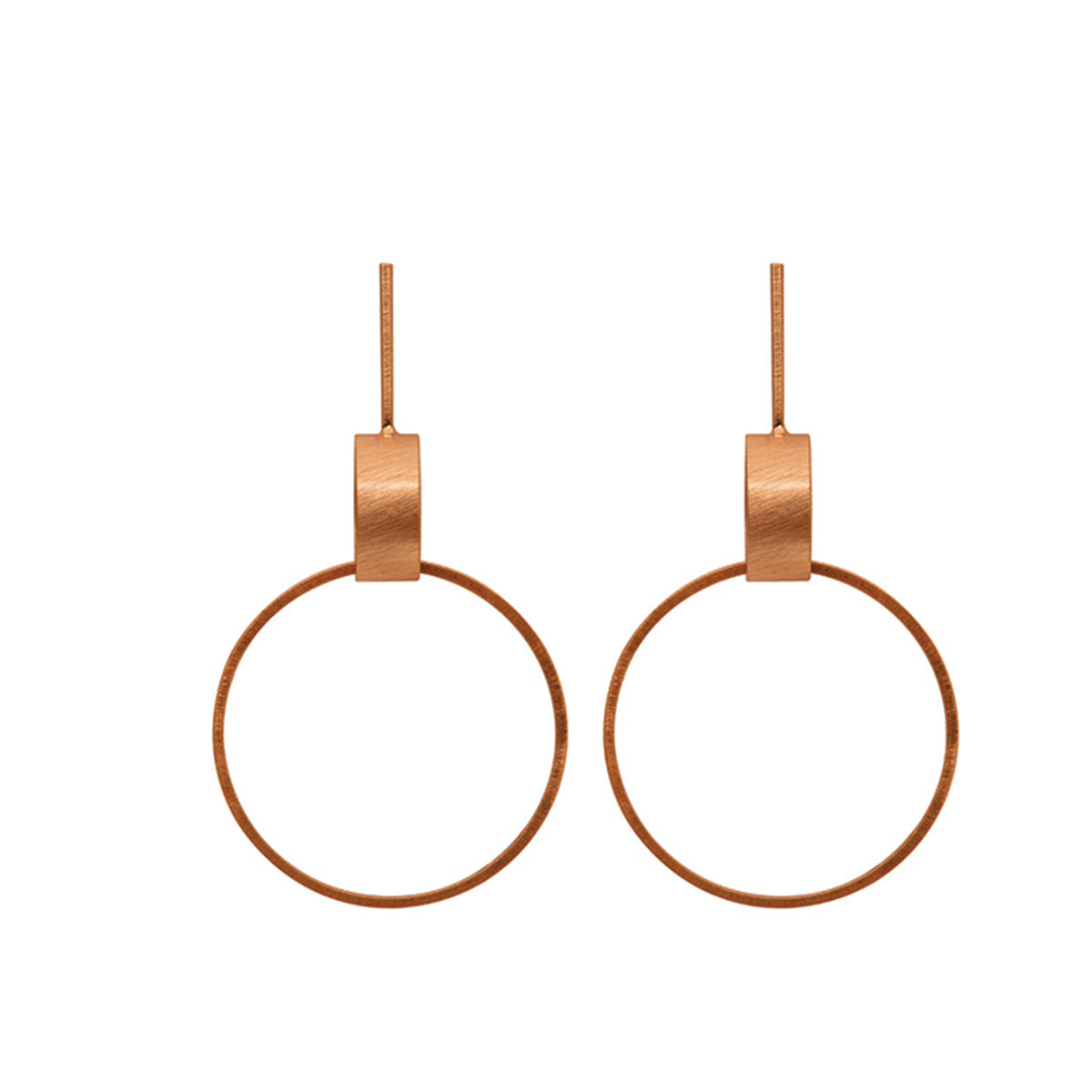 Dansk - Tamara rose gold 8x4.5cm drop hoop earrings with surgical steel posts