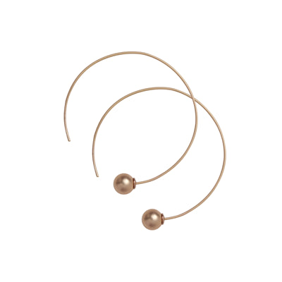 Dansk - Tabitha Rose gold colour ion plated 5cm open ball hoop earrings with surgical steel posts