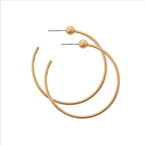 Earrings - Dansk - Tabitha medium creole, Gold colour ion platinum earrings with surgical steel, 4cm