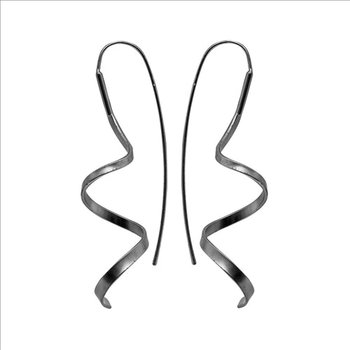 Dansk - Tara spinning, Hematite colour ion platinum earrings with surgical steel 6cm