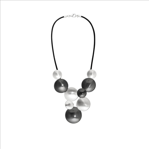 Dansk - Vanessa abstract leather, Silver/hematite colour ion plated necklace