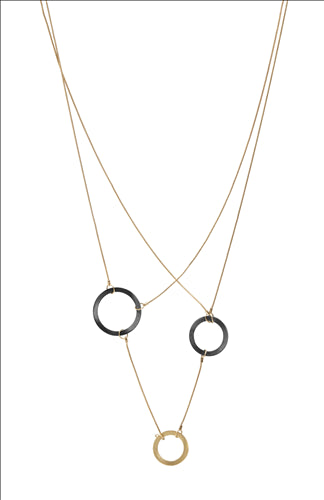 Dansk - Rosetta gold & hematite colour ion plated 80cm necklace