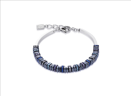 CDL - st/st, Haematite with titanium oxide finish/blue coloured Rhinestones & Swarovski crystals