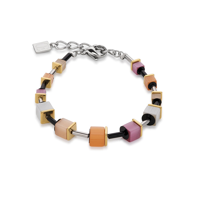 CDL - Gold plated st/st, orange/rose synthetic Tiger eye
