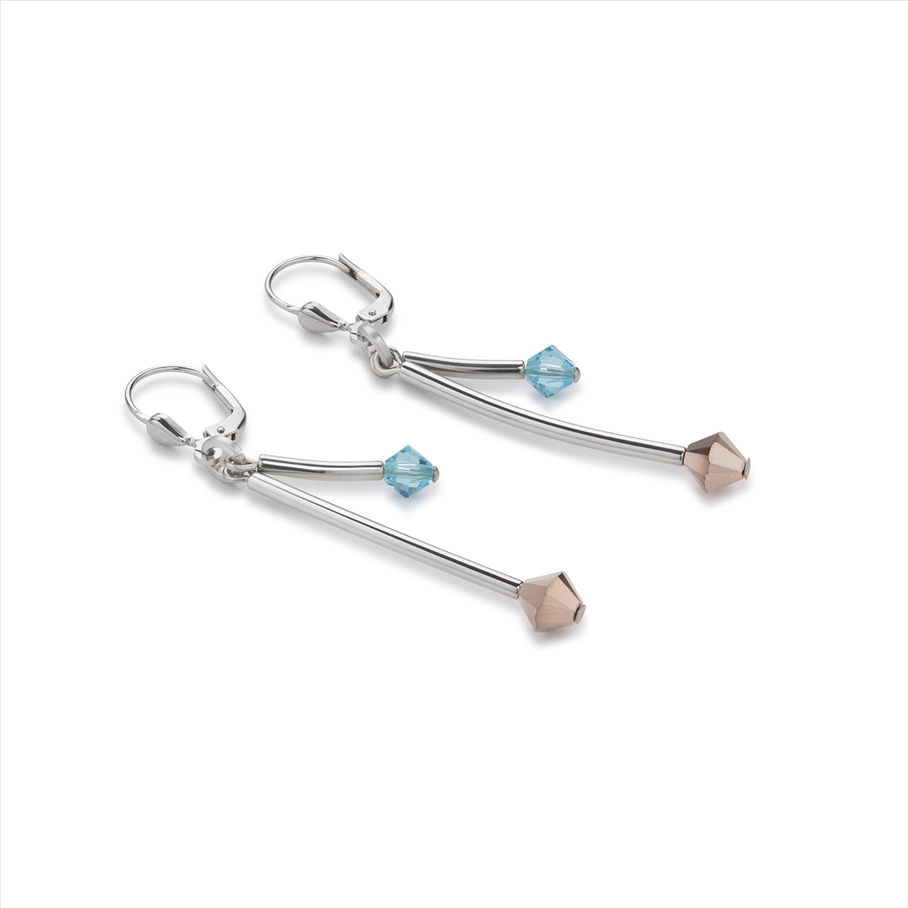 CDL - drop stainless steel with blue coloured Swarovski crystals & sterling silver fittings