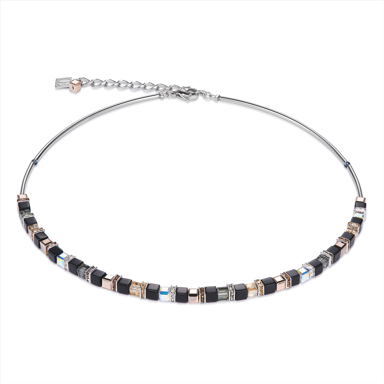 CDL - Stainless steel with glass, multi natural coloured crystal rondelles & Swarovski crystals
