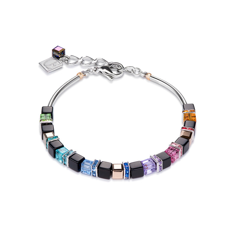CDL - Stainless steel with glass, multi coloured crystal rondelles & Swarovski crystals