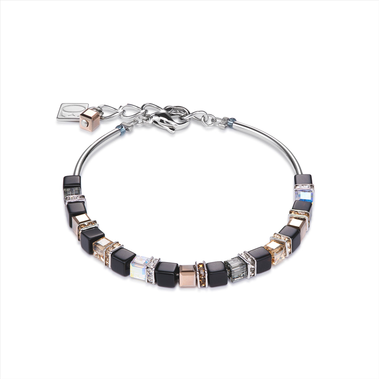 CDL Stainless steel with glass, multi natural coloured crystal rondelles & Swarovski crystals