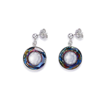 CDL Stainless steel hand worked multi coloured Swarovski crystals with sterling silver fittings