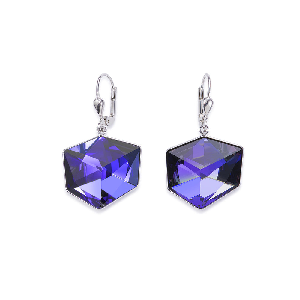 Earrings - CDL - Stainless steel, purple coloured Swarovski crystals with sterling silver fittings