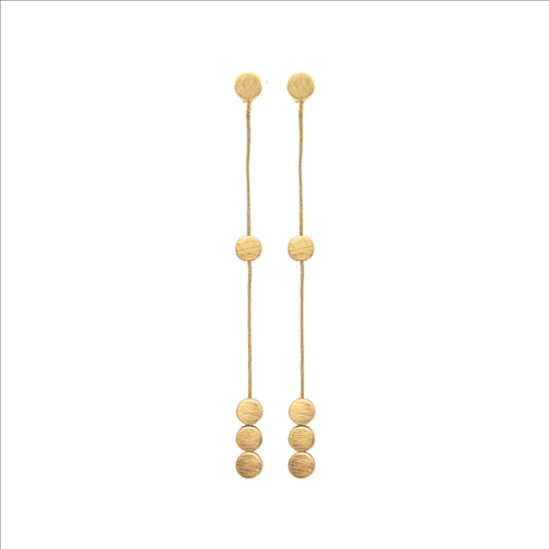 Dansk, Vanity drop earrings, gold colour ion platinum with surgical steel, 9cm