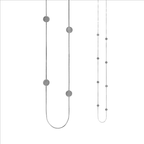 Dansk, vanity brushed finish dot rhodium ep 100cm necklace with 5cm extention