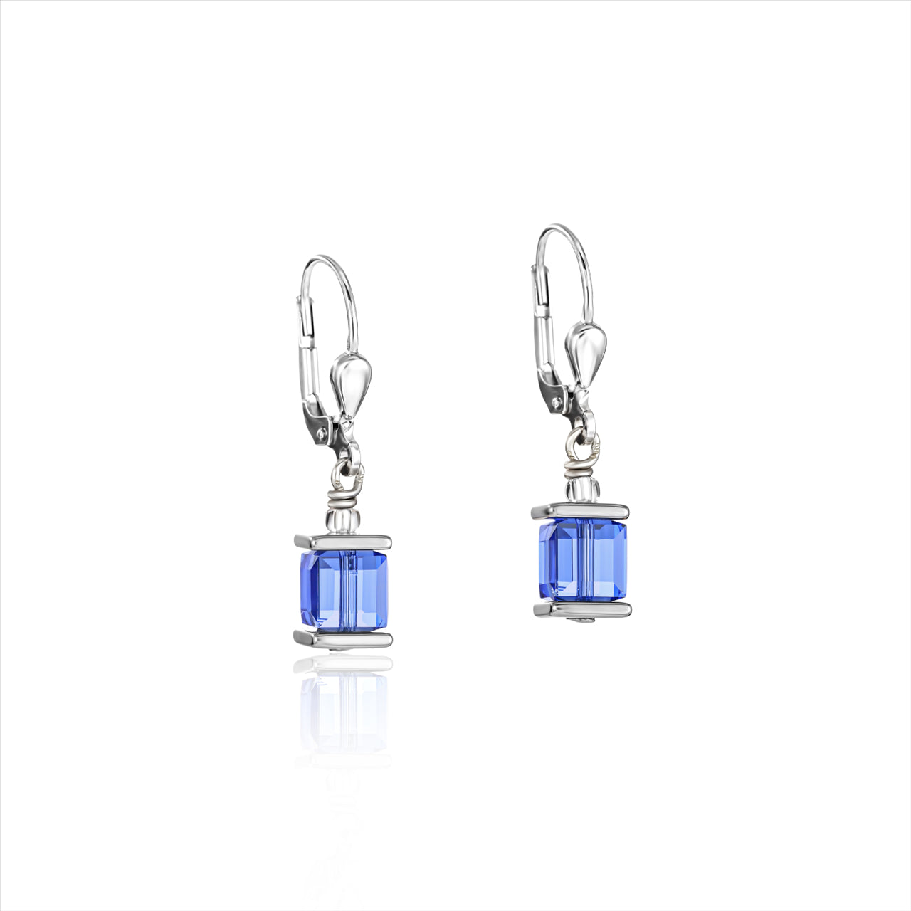 Earrings - CDL - Stainless steel with blue colour Swarovski crystals & sterling silver fittings rrp $109