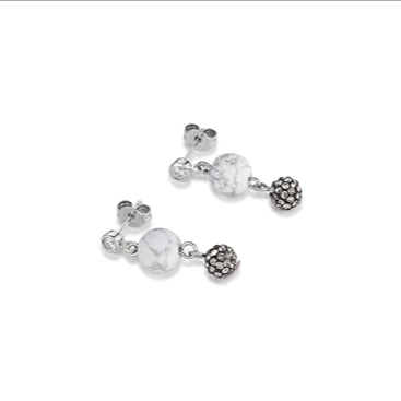 CDL - St/st, pave set crystals/howlite & Swarovski crystals with sterling silver fittings