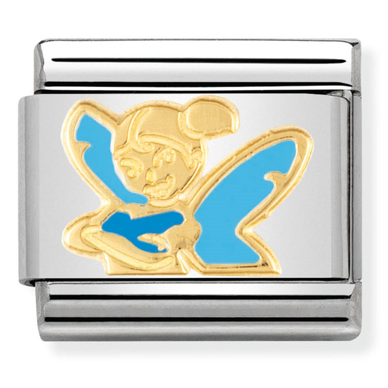 Nomination - classic symbols st/steel, enamel & 18ct gold (tinker bell)