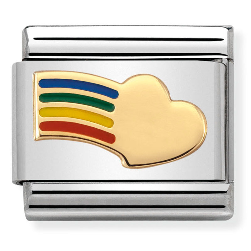 Nomination - classic love 2 st/steel, enamel & 18ct gold (rainbow heart)