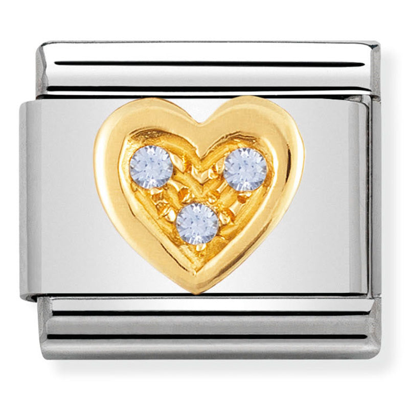 Nomination - classic love st/steel,18ct gold & cubic zirconia (light blue heart)