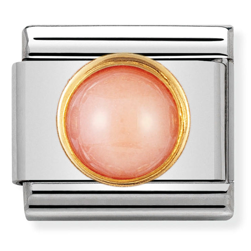 Nomination - classic round stones st/steel, 18ct gold (pink coral)