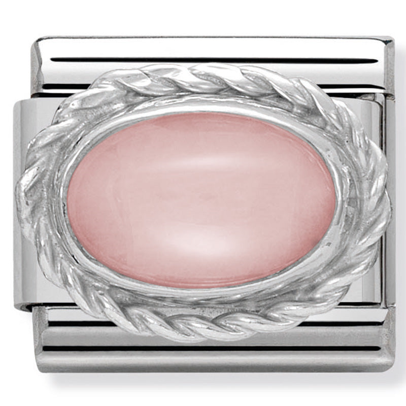 Nomination - classic hard stones st/steel, silver 925, twist detail (pink opal)