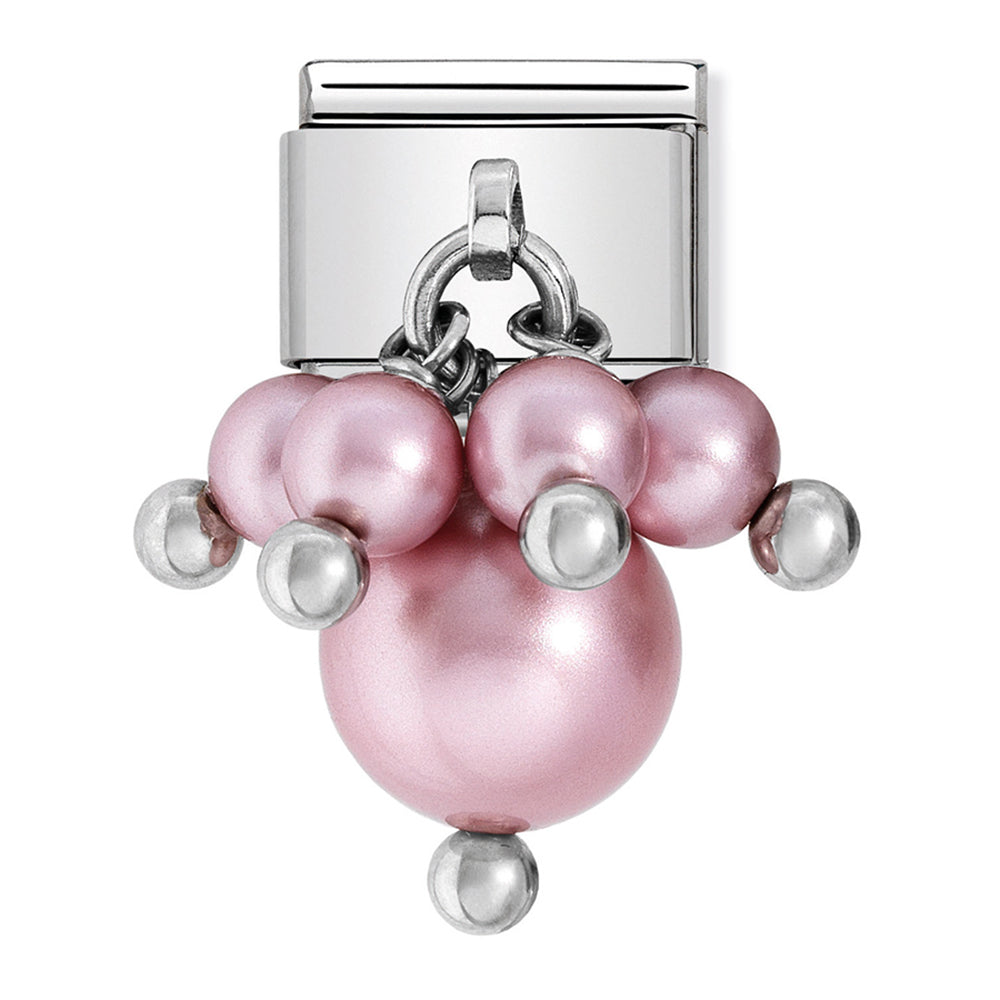 Nomination - classic links in stainless steel with Swarovski pearl (pink)