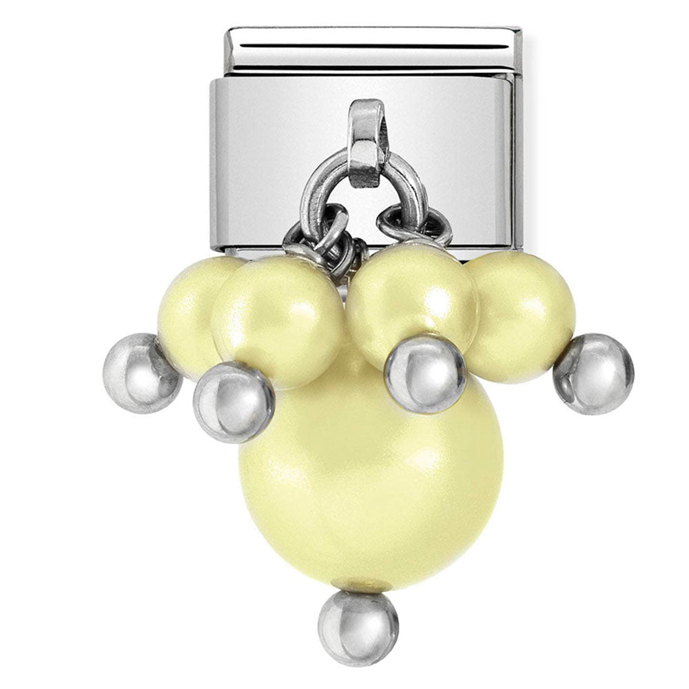 Nomination - classic links in stainless steel with Swarovski pearl (pastel yellow)
