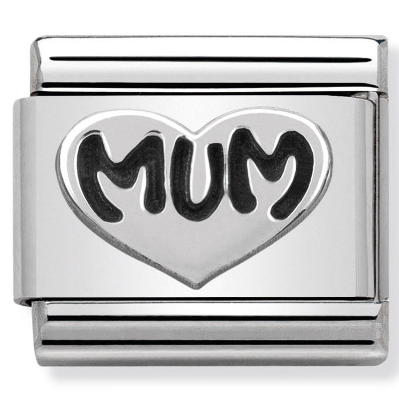 Nomination - classic oxidised symbols stainless steel & sterling silver (mum heart)