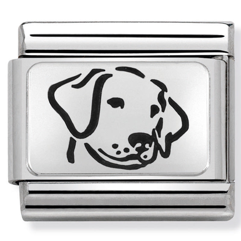 Nomination - classic oxidised plates 2 stainless steel & silver 925 (dog)