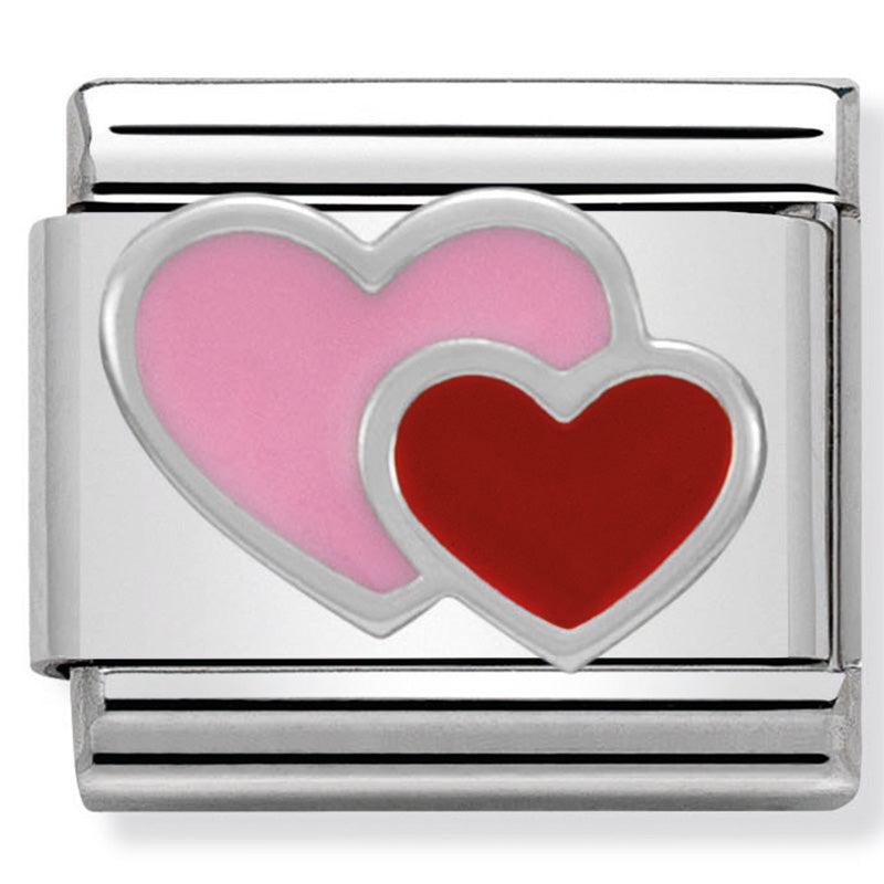 Nomination - classic symbols st/st, enamel & silver 925 (pink & red double heart)