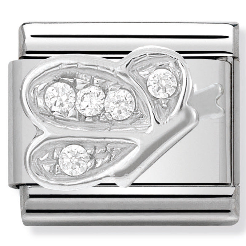 Nomination - classic symbols st/steel, cubic zirconia & silver 925 (butterfly)