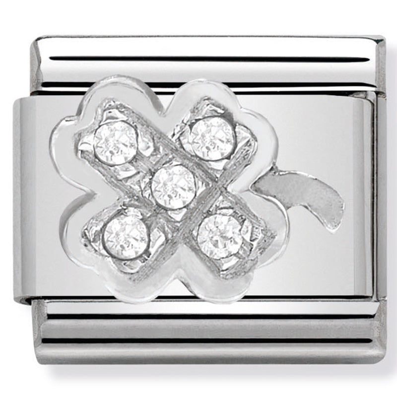 Nomination - classic symbols st/steel, cubic zirconia & silver 925 (clover)