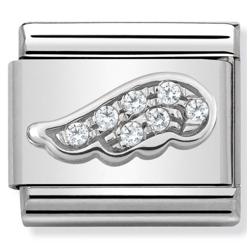 Nomination - classic symbols st/steel, cubic zirconia & silver 925 (white wing)