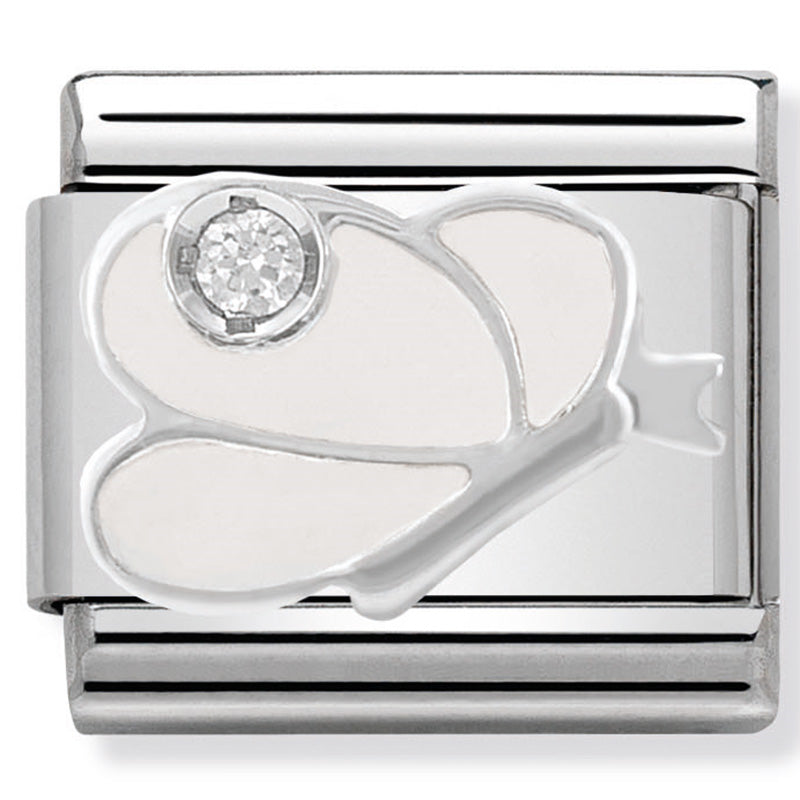 Nominaiton - classic symbols st/steel, enamel, cubic zirconia & silver 925 (white butterfly)