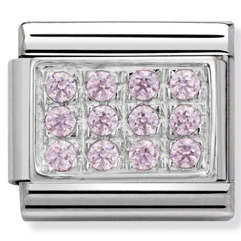 Nomination - classic pave st/steel, cubic zirconia & silver 925 (pink cz)