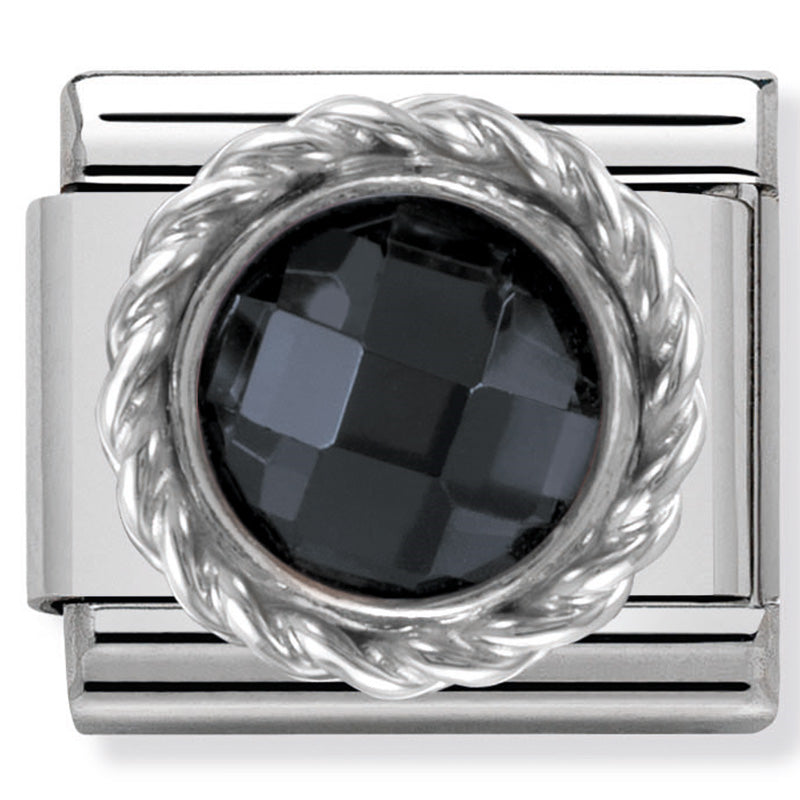 Nomination - classic round faceted stones stainless steel & twisted detail silver 925 (black)