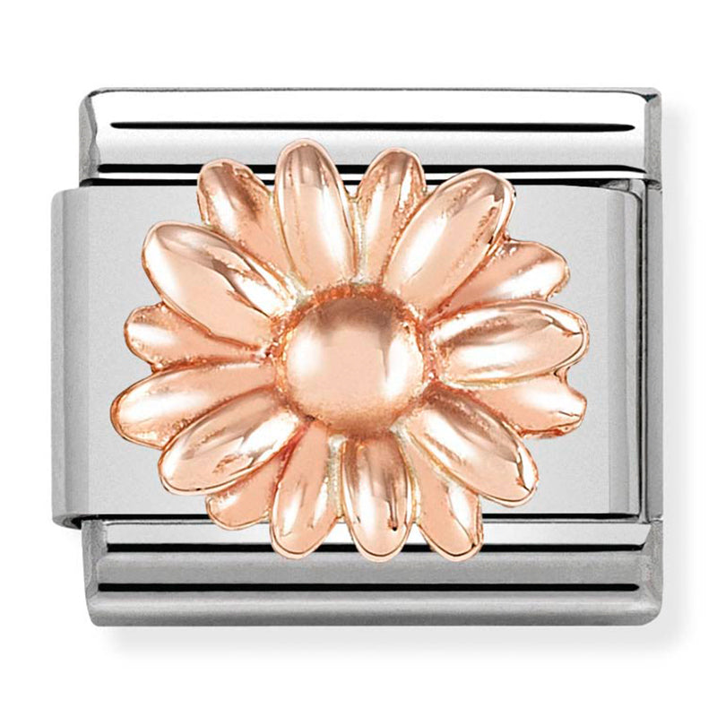 Nomination - classic relief symbols stainless steel & 9ct rose gold (daisy)