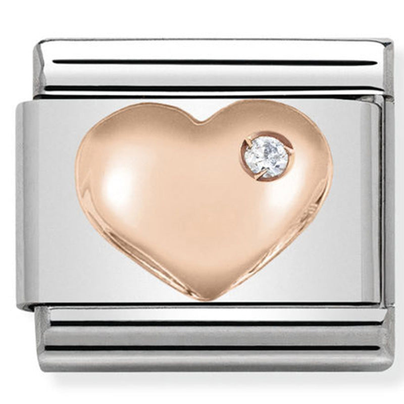 Nomination - classic symbols st/steel, cz, 9ct rose gold (heart)