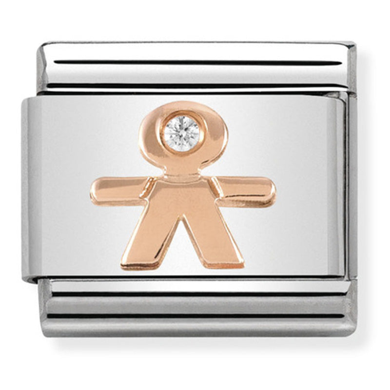 Nomination - classic symbols stainless steel with 9ct rose gold & cubic zirconia (little boy)